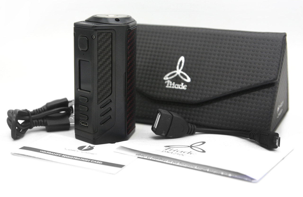 Девайс LostVape Triade DNA250C 300W Черный+Красный Черный Cevlar
